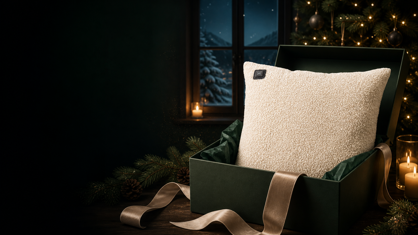 Echt Warmpi Teddy off-white warmtekussen in een luxe groen kerstpakket